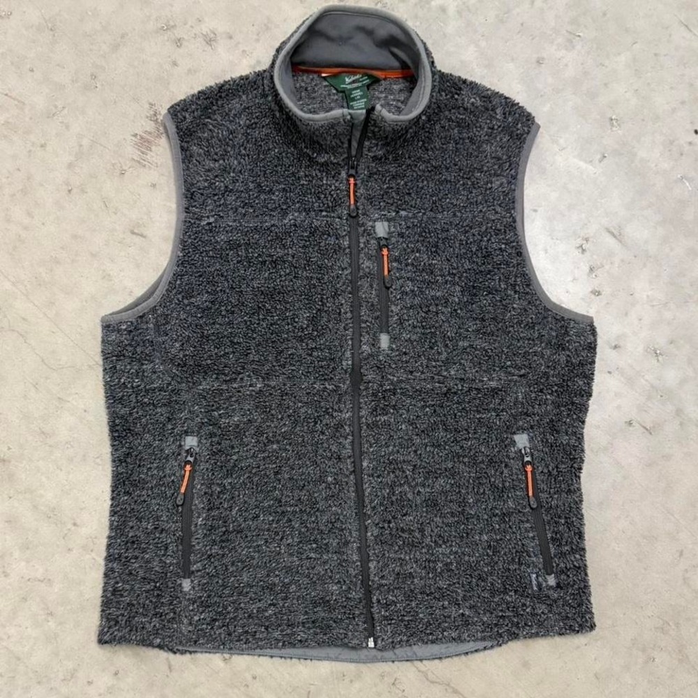 Woolrich Men's Fleece Full Zip Vest Sweatshirt Sz Large Grey